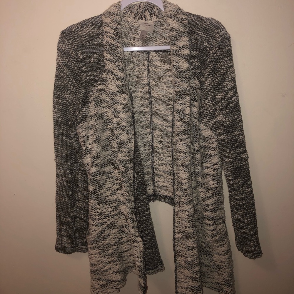 Black and white knit cardigan. Size M